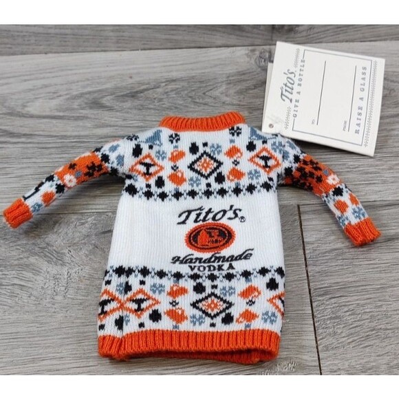 Tito’s Handmade Vodka Mini Ugly Sweater Bottle Cover Collectible Koozie Bottle - Picture 1 of 3